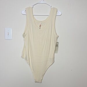 Mono B Cream Scoop Neck Sleeveless Bodysuit